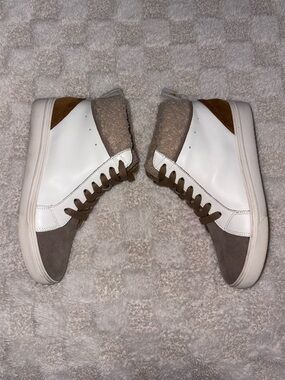 Womens Waterproof Blondo Gulia Mid-top Sneakers White + Brown • Size 7.5